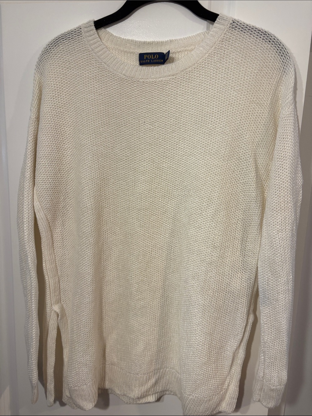 Unisex Polo by Ralph Lauren Off-White Linen Knit Crewneck Sweater